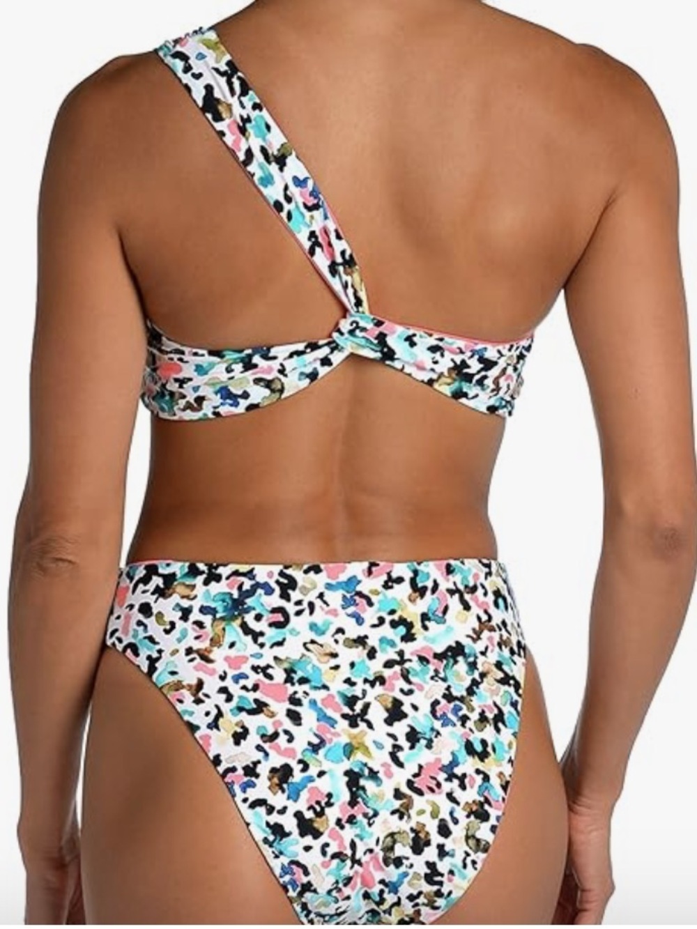 Citrus Reversible One Shoulder Bikini Top Pink Multi Small NWT - Picture 3 of 9